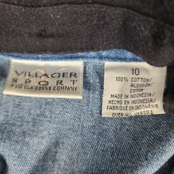 Liz Claiborne Blue Denim Vintage Maxi Dress Removeable Collar 10 - Picture 4 of 4